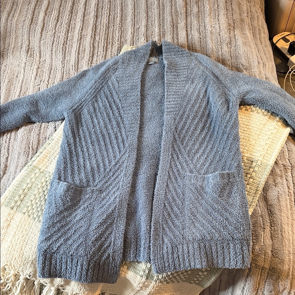Womens Barefoot Dreams blue open Cardigan